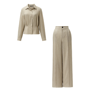 颜域高级感天丝衬衫长裤两件套女2026春新款早春穿搭时尚女士套装