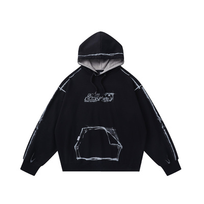 LAMLICKA涂鸦小熊廓形连帽卫衣