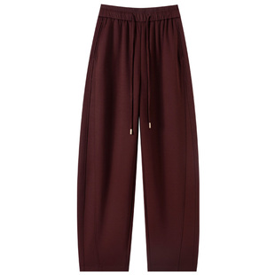 高级感安可拉红加长阔腿裤女秋冬新款高个子宽松显瘦休闲直筒卫裤