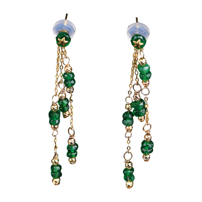 刻面沙弗莱耳环女18k金彩宝定制