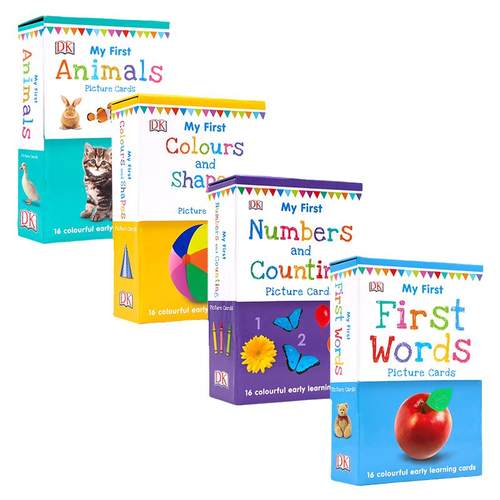 英文原版DK认读字卡高频词闪卡 My First4册 颜色形状数字动物单词生活常识认知 低幼儿童英语启蒙 英文语言学习 新版双面全彩
