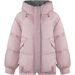 LAGOGO粉雾暖巢双拼色短款羽绒服女拉谷谷2025冬季新款白鸭绒外套