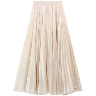 风琴百褶裙加长版高个子垂坠感拖地裙女夏季超长款压褶雪纺半身裙