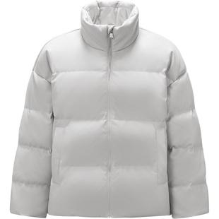 森马羽绒服男哑光PU仿皮衣2024冬季新款面包服宽松外套菱格肌理感