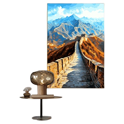 自油自画DIY数字油画长城