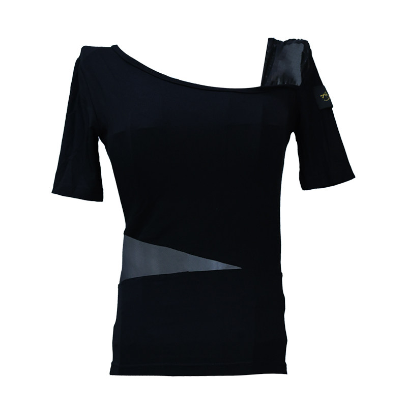 ACEdance拉丁舞女摩登舞上衣网纱拼接棉长袖练功服广场舞服SY293
