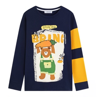 【设计师系列】MQD童装男童长袖T恤春秋款儿童圆领卡通撞色打底衫