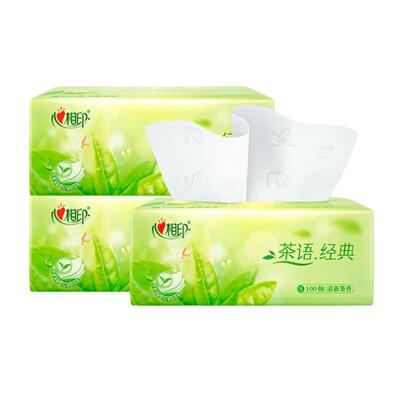 心相印茶语精选抽纸纸巾3包纸抽大包纸巾S码家用餐巾纸加厚卫生纸