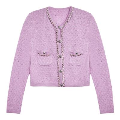 TCH轻奢重工小香风羊毛针织衫女秋冬新款百搭开衫毛衣外套