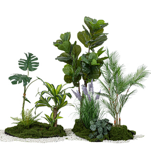 高品质仿真绿植琴叶榕盆栽阔叶类植物组合室内落地假绿植造景装饰