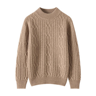 儿童半高领100纯山羊绒衫女童扭花加厚冬季针织上衣男童内搭毛衣