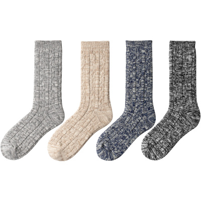 良朴加厚男士棉质针织粗线长袜