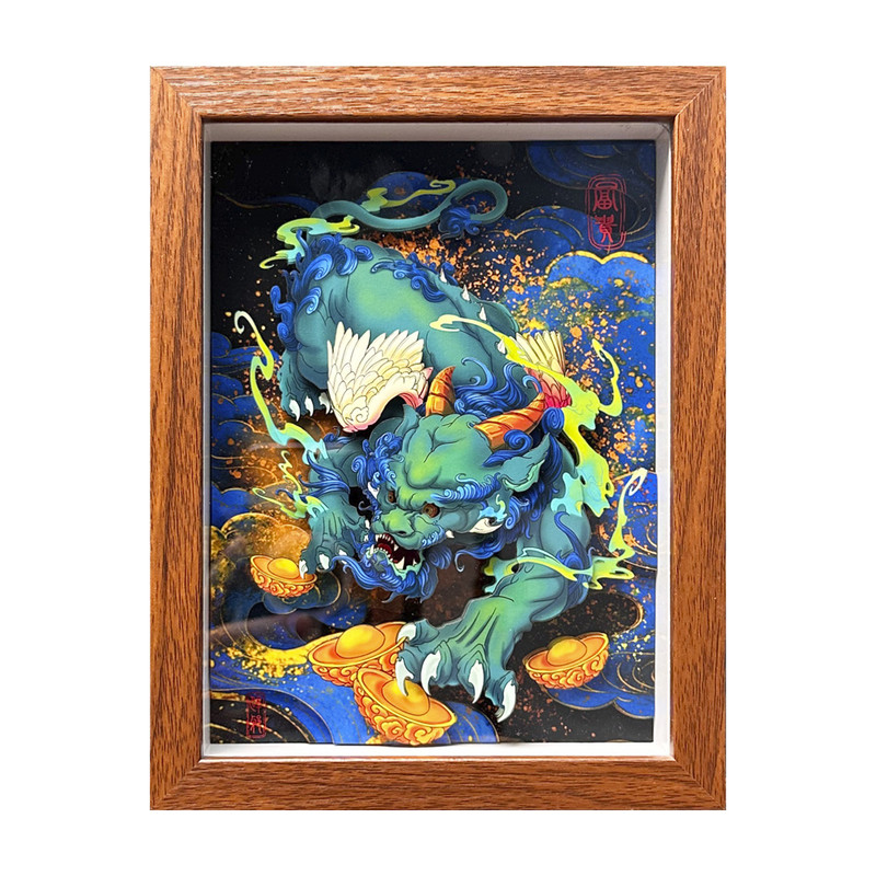 招财貔貅立体纸艺画装饰画客厅玄关摆件挂画书房茶室非遗剪纸摆件