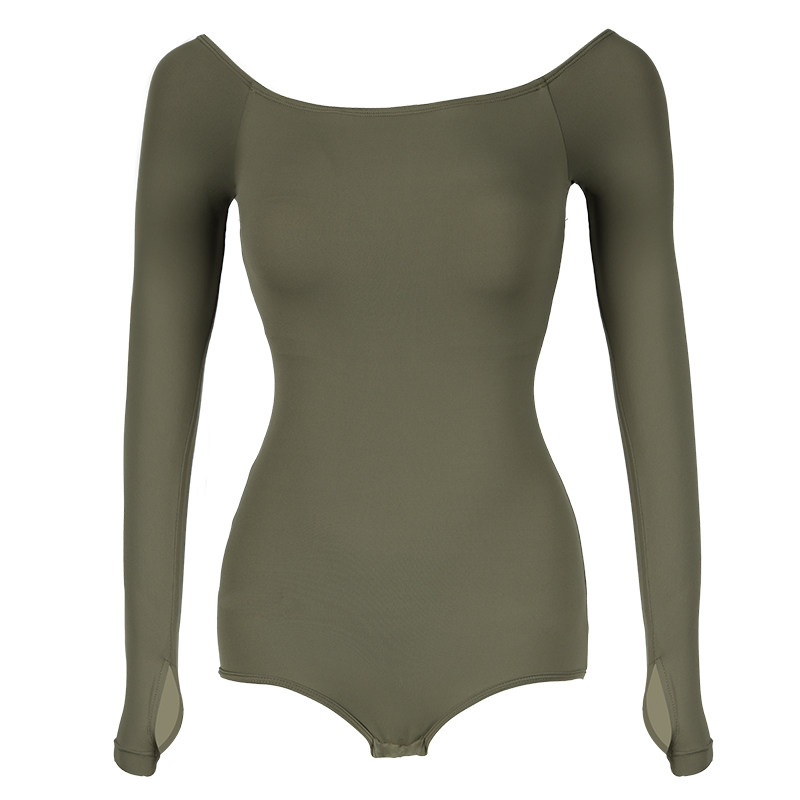 UDANCE拉丁舞上衣新款女士服装练功服舞蹈服舞衣一字肩连体服A160