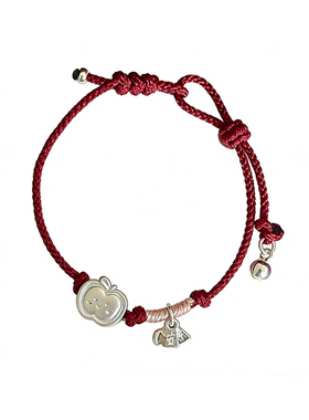 原创足银999苹果手链女圣诞礼物