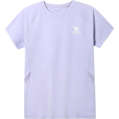 【原纱防晒】骆驼户外速干T恤女夏季短袖圆领弹力透气吸湿凉感t男