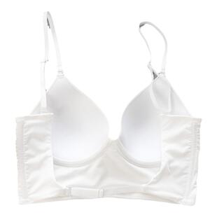 大露背双肩位可拆肩带交叉光面有钢圈无痕薄款聚拢文胸罩白色内衣
