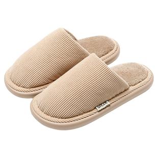 买一送一情侣棉拖鞋女秋冬季室内防滑软底加绒保暖家居男冬天家用