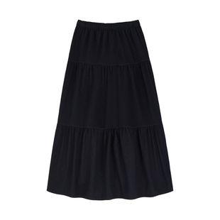 「MISAZ」 百搭漂亮裙~冬季加厚微磨毛 仿牛仔松紧腰蛋糕小黑裙