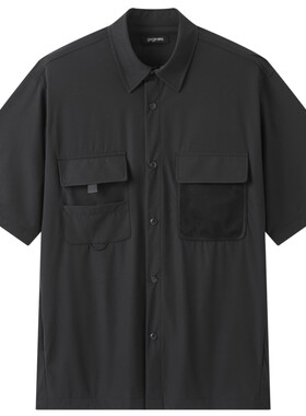 gxg.jeans男装 黑色工装户外简约宽松短袖衬衫男士 25年夏新品