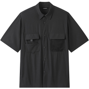 gxg.jeans男装 黑色工装户外简约宽松短袖衬衫男士 25年夏新品