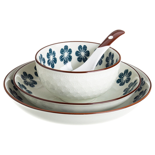 复古陶瓷日式碗碟套装家用创意网红碗勺餐盘轻奢碗盘餐具碗筷组合