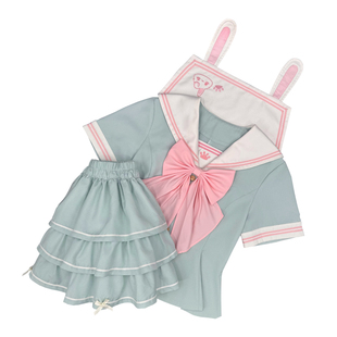 【萌兔恋语】妙也可原创水手服jk制服套装蓬蓬裙收腰女正版百褶裙