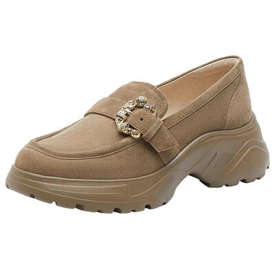 真美诗华丽钻扣厚底乐福鞋