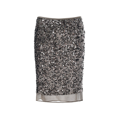 ASDALIO灰色亮片真丝拼接半裙