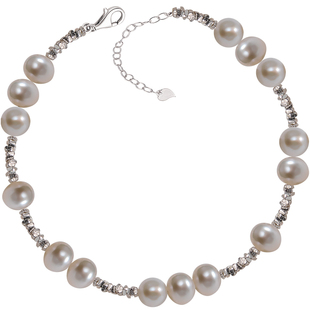 南珠宫925银淡水珍珠手链碎银子花式链满天星 C-S053SD-Y