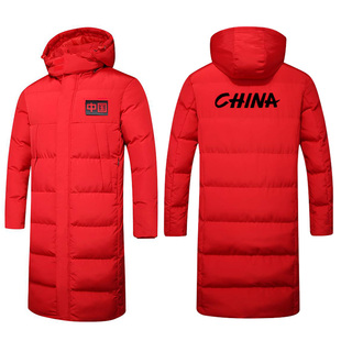 国家队冬训棉大衣男女过膝长款冬季外套训练体育大衣棉服运动棉袄