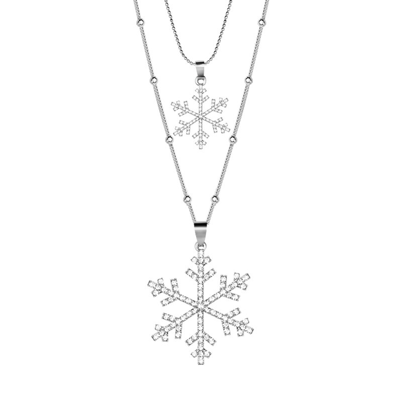馨语双层雪花女长款气质百搭项链