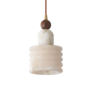 西班牙云石吊灯高档现代简约轻奢中古风胡桃木餐厅卧室床头小吊灯