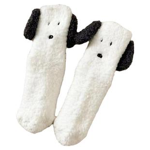 珊瑚绒袜子儿童秋冬加绒加厚保暖袜宝宝居家防滑地板袜卡通睡眠袜