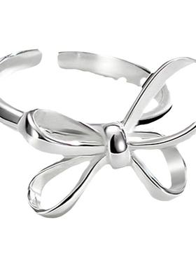 原创蝴蝶结戒指女925纯银个性ins