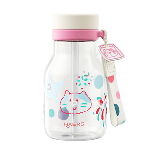 哈尔斯玻璃杯女生高颜值吸管杯学生专用杯子外出便携夏日可爱水杯