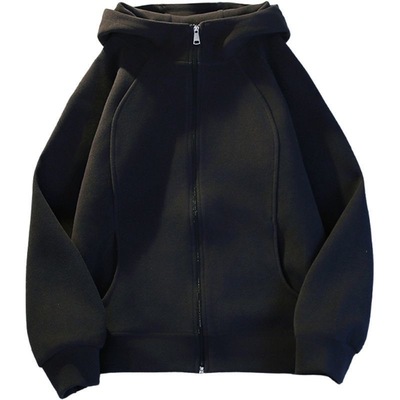 黑色美式连帽卫衣外套女款秋冬季