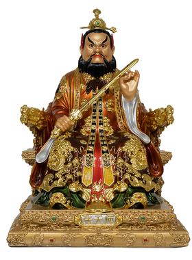 龙虎山张天师黄铜彩绘供奉摆件