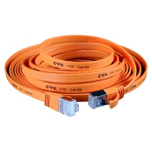 CYK万兆网线Cat6a家用室内超六类扁平线宽带路由器机房屏蔽水晶头