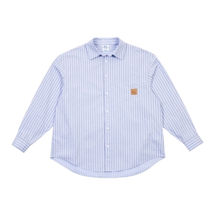 【啄木鸟伍迪联名】李希侃同款BEASTER简约条纹衬衫女夏新上衣