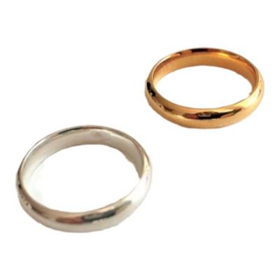 气质简约光面金银两色光面戒指