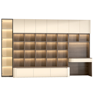 定制去客厅化书柜书桌一体整墙到顶卡座沙发储物柜子书架组合9F83