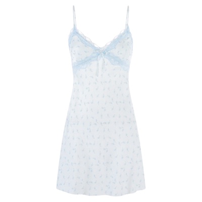 真丝睡衣高级法式碎花吊带裙睡裙