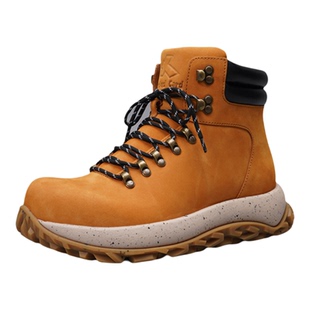 CROOKED CARD 26大黄靴 绒面头层皮 厚底增高中筒靴 复古工装靴