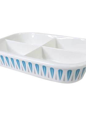 长方形硕扣陶瓷分隔型潮州格饭盒