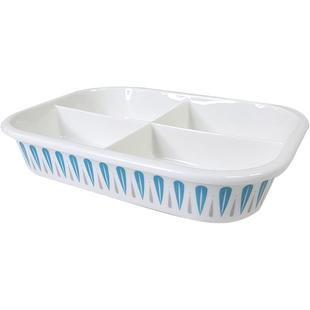 两格陶瓷分格饭盒成人上班族长方形三格微波炉分隔型便当盒可加热