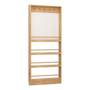 洞洞板门后置物架超薄实木壁挂书架落地多层收纳架绘本架夹缝窄柜