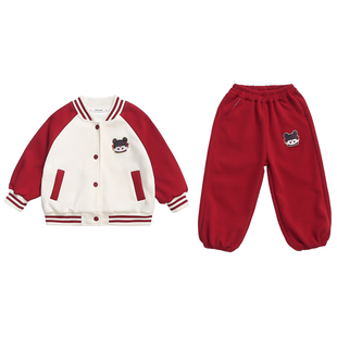 哪吒敖丙炸街龙凤胎姐弟装儿童棒球服兄妹套装春秋两个小朋友童装