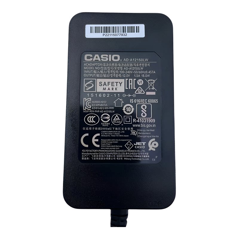 原装CASIO卡西欧AD-A12150LW电源线12V1.5A充电器新老款配件