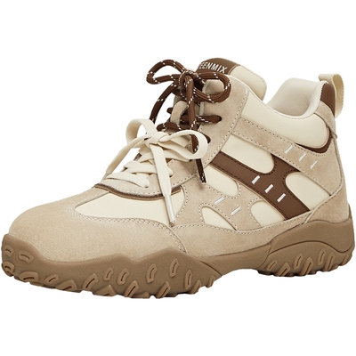 天美意复古厚底加绒德训鞋运动鞋女鞋子高帮休闲鞋短靴2025冬新款